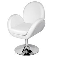 ego lounge chair in white faux leather with chrome base