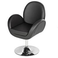 ego lounge chair in black faux leather with chrome base