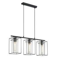 Eglo 49496 Loncino 3 Light Ceiling Bar Light In Black With Smoked Glass