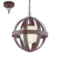 Eglo 49629 Westbury 1 One Light Ceiling Pendant Light In Rust with Opal Glass Globe Inner