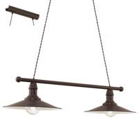 Eglo 49457 Stockbury 2 Light Ceiling Bar Pendant Light In Brown And Antique Beige