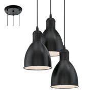 eglo 49465 priddy 3 light ceiling cluster pendant light in black