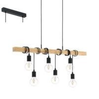 Eglo 95499 Priddy 6 Light Rope Light Ceiling Light With Wooden Bar