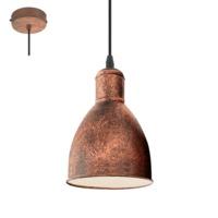 Eglo 49492 Priddy 1 One Light Ceiling Pendant Light In Antique Copper