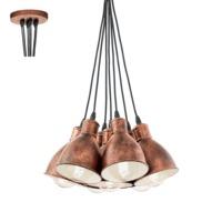 eglo 49494 priddy 1 seven light celing cluster pendant light in antiqu ...