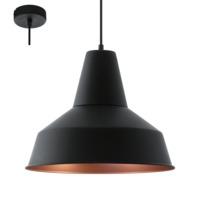 Eglo 49387 Somerton 1 Light Ceiling Pendant Light In Black With Copper Inside