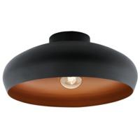 Eglo 94547 Mogano 1 Light Flush Ceiling Light In Black With Copper Inside