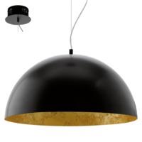Eglo 94228 Gaetano 1 Light Ceiling Pendant Light In Black With Gold Inside