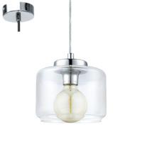 Eglo 49266 Brixham 1 Light Oval Ceiling Pendant Light In Chrome And Clear Glass