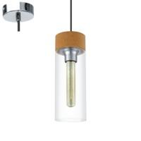 Eglo 49261 Brixham 1 Light Cylindrical Ceiling Pendant Light In Satin NickelAnd Clear Glass