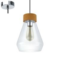 Eglo 49262 Brixham 1 Light Ceiling Triangluar Pendant Light In Chrome And Clear Glass