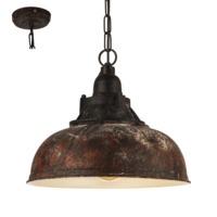 Eglo 49819 Grantham 1 One Light Ceiling Pendant Light In Antique-Brown And Beige