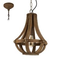Eglo 49726 Kinross 1 Light Bell Shaped Ceiling Pendant Light In Dark Wood