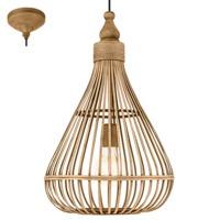 Eglo 49772 Amsfield 1 Light Dome Ceiling Pendant Light In Wood - Diameter: 350mm