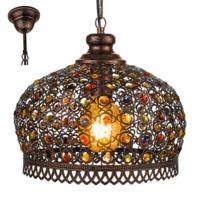 Eglo 49764 Jadida 1 Light Ceiling Pendant Light In Antique Copper With Coloured Glass - Dia:330mm