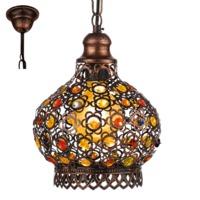 Eglo 49763 Jadida 1 Light Ceiling Pendant Light In Antique Copper With Coloured Glass - Dia:200mm