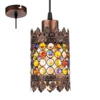 Eglo 49766 Jadida 1 Light Ceiling Pendant Light In Antique Copper With Coloured Glass - Dia:100mm