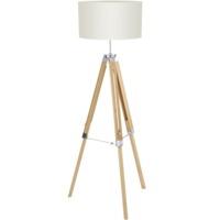 Eglo 94324 Lantada 1 Light Floor Lamp In Natural Brown With Beige Shade