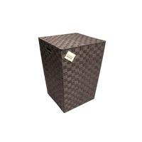 EHC Woven Pattern Laundry Storage Hamper Basket With Lid, Brown