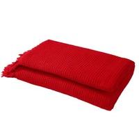 EHC 179 x 254 cm 100 Percent Cotton Waffle Large 2 Seater Sofa/Double Bed Throw, Red