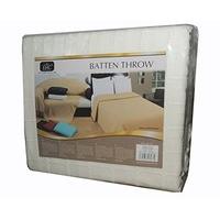 EHC 228 x 254 cm Cotton Batten 3-Seater Sofa/ Chair or Double Bed Throw, Ivory