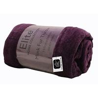 EHC 200 x 240 cm Extra-Large Luxury Mink Faux Fur Throw/ Blanket Covers Upto 3-Seater Sofa or King Bed, Aubergine