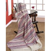 EHC 250 x 377cm, 100% Cotton Stripe Super Giant 4 or 5 Seater Sofa/ Super King Size Bed Throw, Machine Washable - Natural / Pink