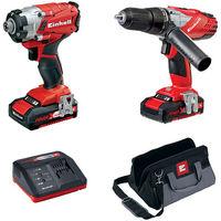 einhell einhell 18 v li ion combiimpact driver twin pack with 2x20ah b ...