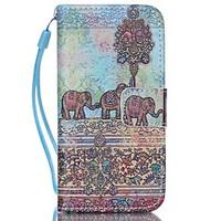 Elephant Pattern PU Leather Material Flip Card Phone Case for iPhone 5C