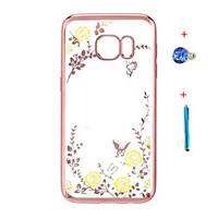 Electroplate TPU Case for Galaxy Note 5/Note 4/Note 3 Floral Bling Diamond CoverStylus Anti-dust Plug