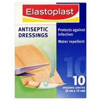 Elastoplast® Antiseptic Dressings 10 Dressing Lengths (6cm x 10cm)