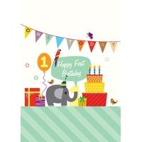 elephant 1 birthday card