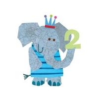 elephant 2nd birthday card