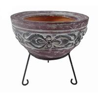 el fuego hidalgo clay small fire pit in brown