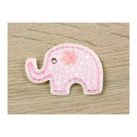 Elephant Embroidered Iron On Motif Applique Pink