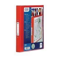 Elba (A4) Ring Binder PVC with Clear Front Pocket 4 O-Ring 25mm Red (1 x Pack of 10)