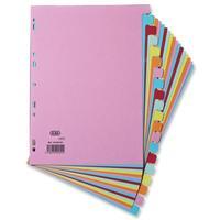 elba card dividers europunched 20 part a4 assorted ref 400007438