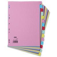 elba card dividers europunched 15 part a4 assorted ref 400007437