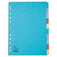 Elba Card Dividers Europunched 10-Part A4 Assorted Ref 400007246