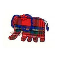 Elephant Embroidered Iron On Motif Applique 50mm x 35mm Red/Navy