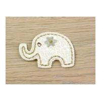 elephant embroidered iron on motif applique cream