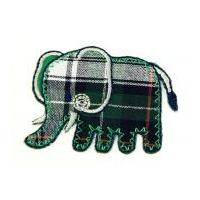 Elephant Embroidered Iron On Motif Applique 50mm x 35mm Green/White