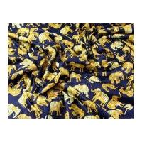 Elephant Print Combed Cotton Poplin Dress Fabric Navy Blue