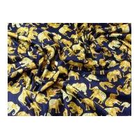 elephant print combed cotton poplin dress fabric navy blue