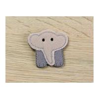 Elephant Embroidered Iron On Motif Applique Grey