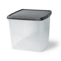 Elite 37 Litre Plastic Storage Clip Box Clear with Black Lid 939875