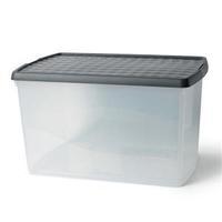 Elite 62 Litre Plastic Storage Clip Box Clear with Black Lid 939876