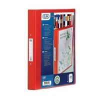 Elba A4 25mm 4 O-Ring PVC Ring Binder with Clear Front Pocket Red Pack