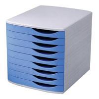 elite a4foolscap desktop drawer set 9 drawers greyblue 108397