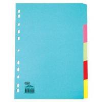 elba a4 card subject dividers 5 part 160gsm punched assorted single